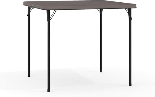 Flash Furniture Dunham 2.83' Square Plastic Folding Event Table with Carrying Handle, Bi-Fold Banquet Table for Indoor/Outdoor Events, Dark Gray