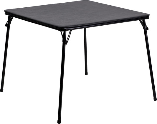 Flash Furniture Madelyn 33.5" Square Folding Multipurpose Card Table with Padded Vinyl Top, Portable Folding Game Table for 4 Players, Black
